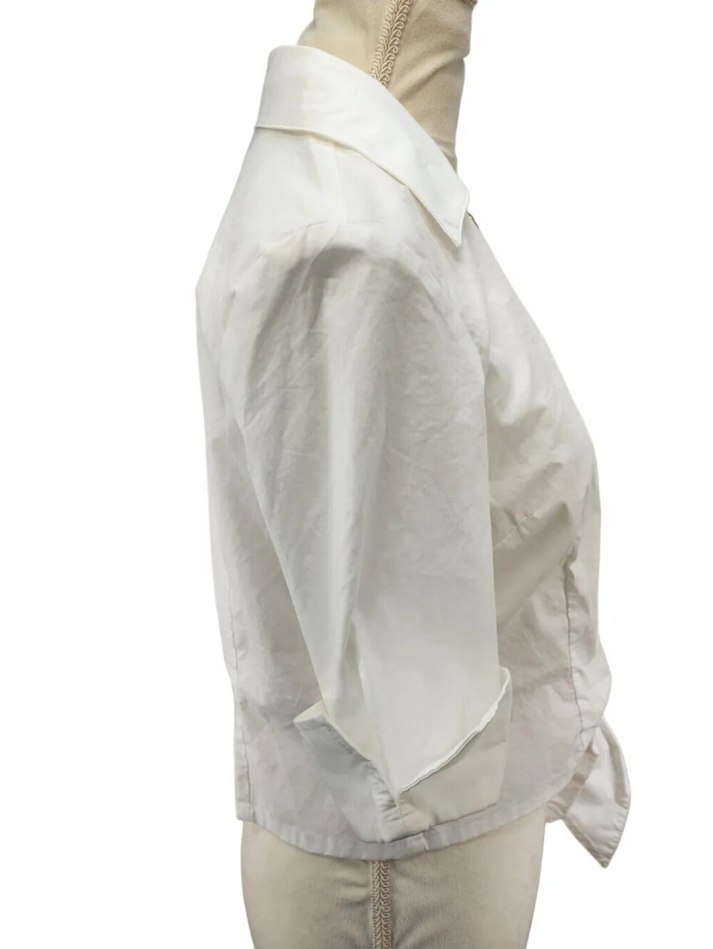Rafaella Vintage 90s Tie Front Poplin Blouse White 6 - Picture 8 of 8